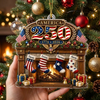 Customer in Austin, Texas wearing America 250 1776-2026 Personalized Family Stocking Ornament Semiquincentennial Commemorative Gift