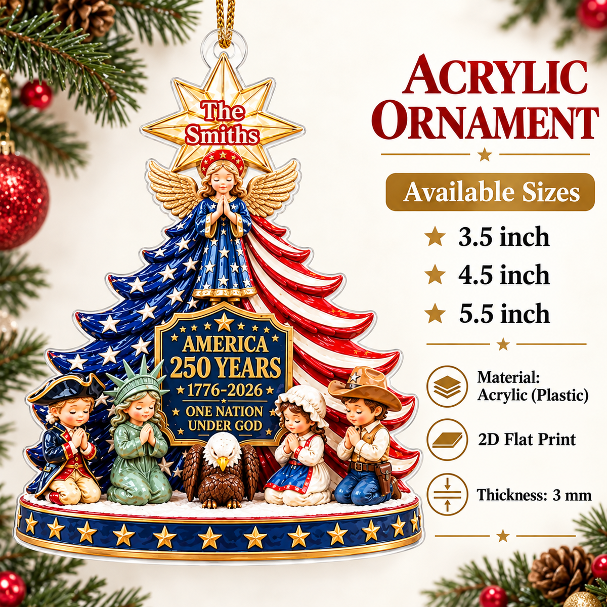 America 250 Angel Tree Ornament - product detail 6