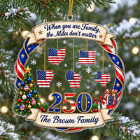 Personalized America 250 Family State Ornament Long Distance Christmas Gift - main design
