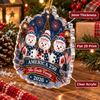 Close-up of America 250th Anniversary Patriotic Snowman Christmas Ornament Personalized USA Semiquincentennial G for streetwear fans in Austin, Texas