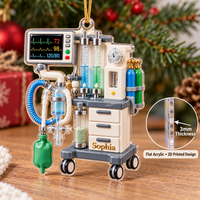 Anesthesia Machine Ornament Personalized Acrylic showing edge thickness view inset