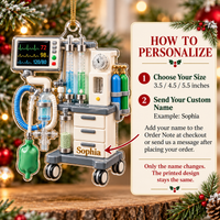Anesthesia Machine Ornament Personalized Acrylic guide for adding custom names