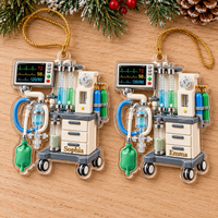 Anesthesia Machine Ornament Personalized Acrylic displayed side-by-side with names