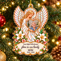 Personalized Angel Memorial Photo Ornament Custom Name Remembrance Gift - main design