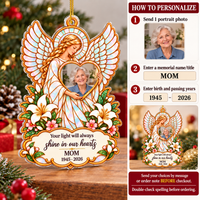 Personalized Angel Memorial Photo Ornament Custom Name Remembrance Gift - personalization options and ordering guide
