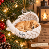 Customer in Austin, Texas wearing Angel Wings Sleeping Dog Ornament Personalized Pet Memorial Gift Rainbow Bridge Christmas Keepsake