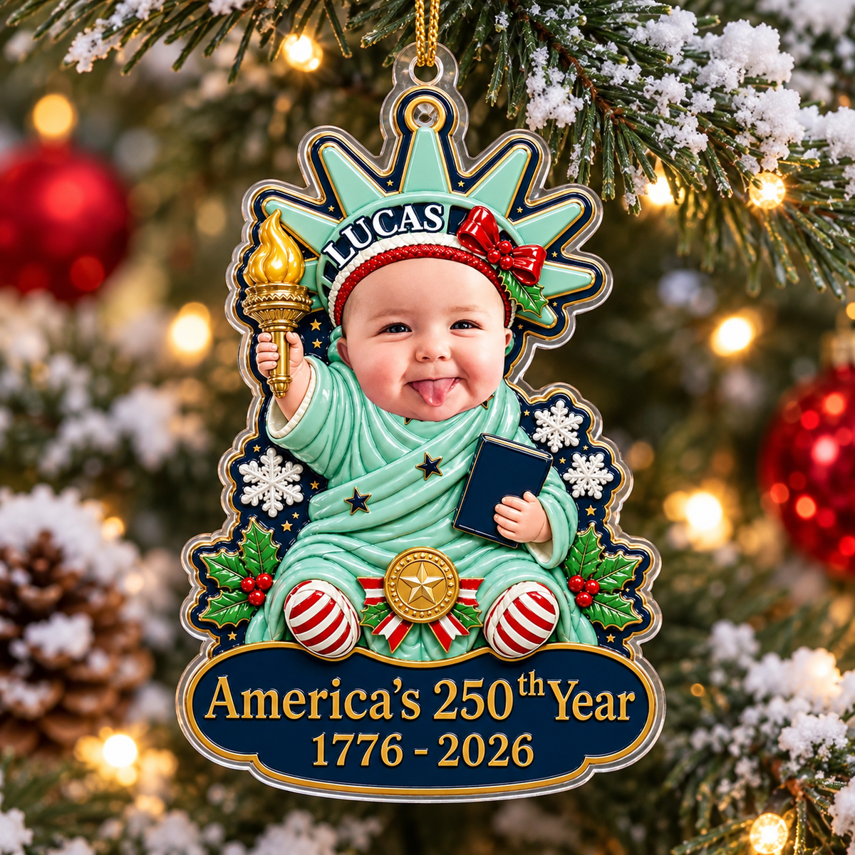 Baby Photo Liberty America 250 Ornament - main product view