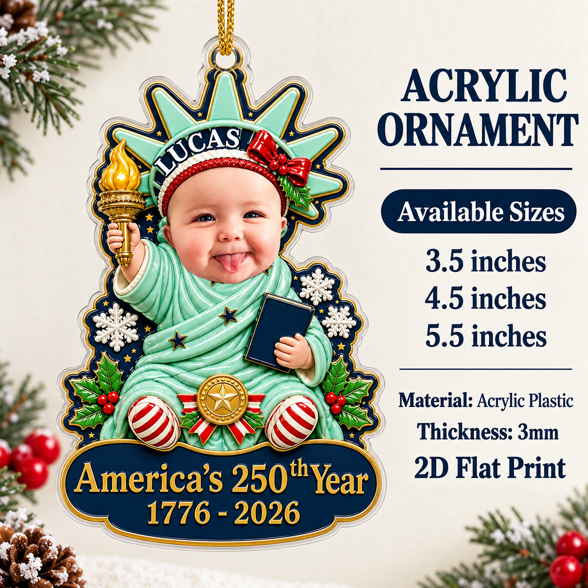 Baby Photo Liberty America 250 Ornament - product detail 2