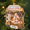 Customer in Austin, Texas wearing Baby's First Christmas America's 250th Ornament, Personalized Baby Keepsake Custom Name, Gift for Ne
