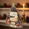 Customer in Austin, Texas wearing Baby's First Christmas Born in America's 250th Year Ornament, Personalized 2026 Patriotic Newborn Ke