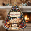 Customer in Austin, Texas wearing Baby's First Christmas Born in America's 250th Year Ornament, Personalized 2026 Patriotic Newborn Ke