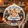 Close-up of Baby's First Christmas Ornament 2026 America 250 1776-2026, Personalized Newborn Keepsake Holiday Gi for streetwear fans in Austin, Texas