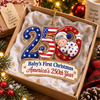 Close-up of Baby's First Christmas Ornament America's 250th Year Personalized Keepsake Gift for New Parents for streetwear fans in Austin, Texas