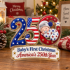 Close-up of Baby's First Christmas Ornament America's 250th Year Personalized Keepsake Gift for New Parents for streetwear fans in Austin, Texas