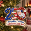 Baby's First Christmas Ornament America's 250th Year Personalized Keepsake Gift for New Parents available at our Austin, Texas warehouse