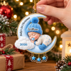 Baby's First Christmas Ornament Personalized Newborn Keepsake Gift for Girl Boy on a hanger, ready to ship from Austin, Texas