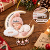 Close-up of Baby's First Christmas Ornament Personalized Newborn Keepsake Gift for Girl Boy for streetwear fans in Austin, Texas