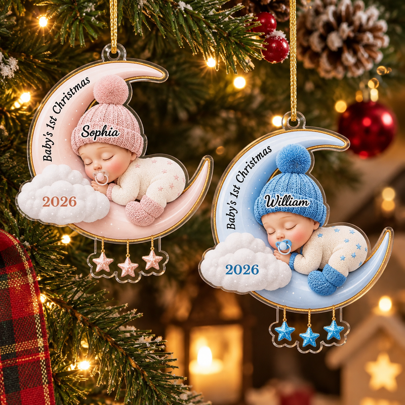 Baby's First Christmas Ornament Personalized Newborn Keepsake Gift for Girl Boy available at our Austin, Texas warehouse