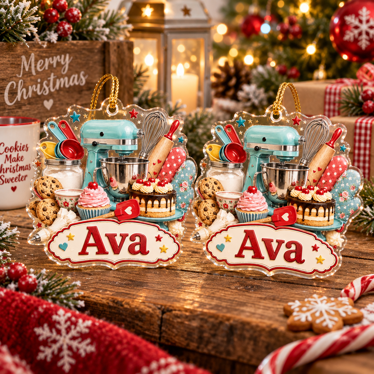 Close-up of Baking Kitchen Christmas Ornament Personalized Stand Mixer Holiday Gift for Home Bakers for streetwear fans in Austin, Texas
