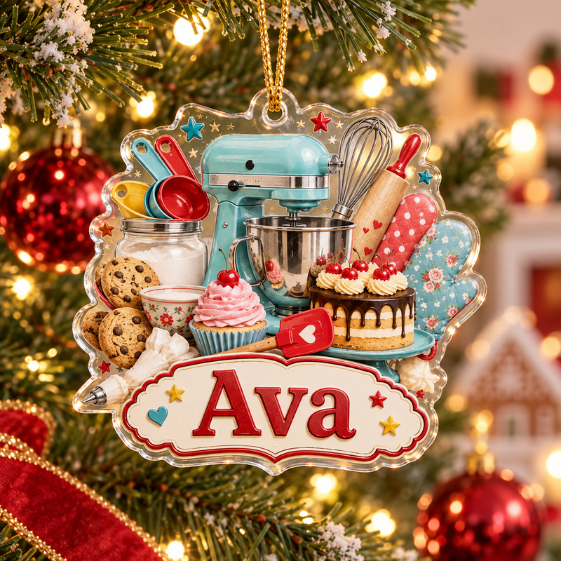 Baking Kitchen Christmas Ornament Personalized Stand Mixer Holiday Gift for Home Bakers available at our Austin, Texas warehouse