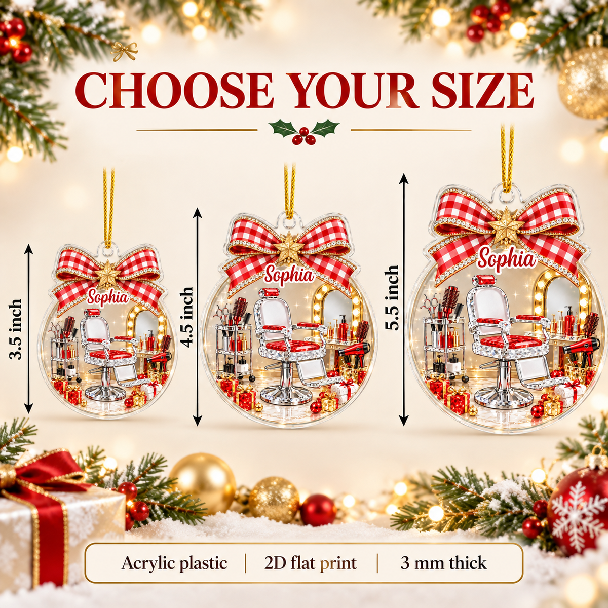 Barber Shop Ornament - size options