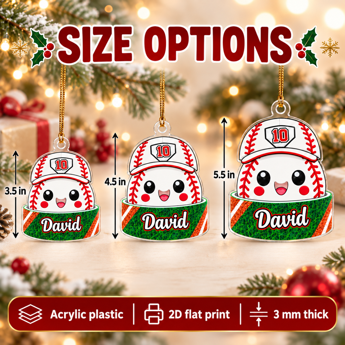 Baseball Softball Ornament - size options