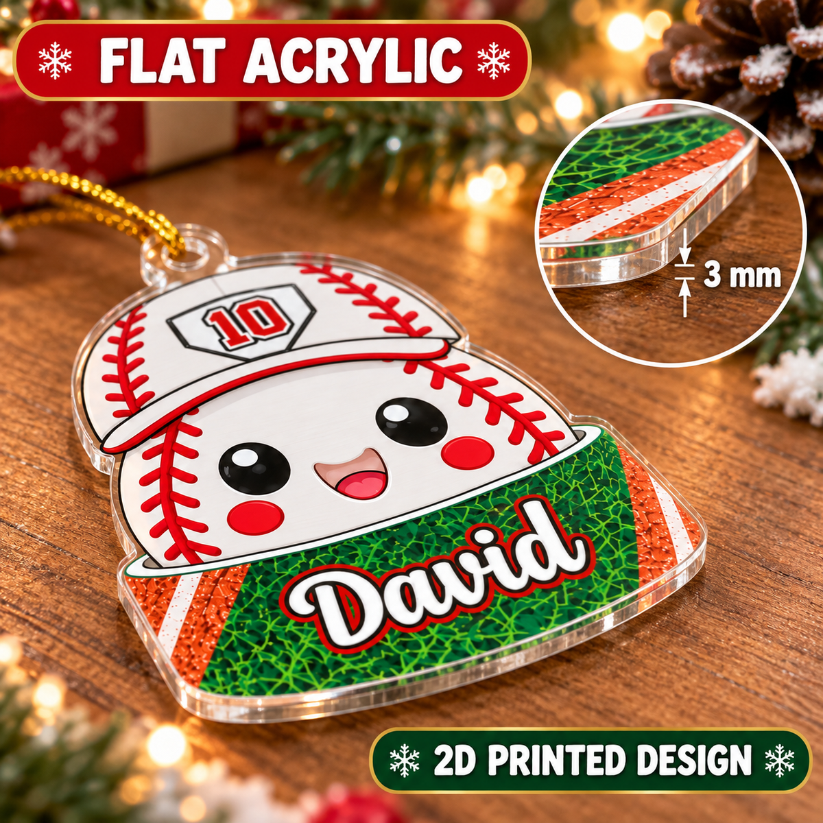 Baseball Softball Ornament - material and thickness