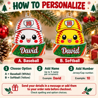 Baseball Softball Ornament - personalization instructions