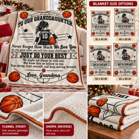 Personalized Basketball Granddaughter Blanket Custom Name Jersey Number Gift — personalization and size guide