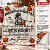 Personalized Basketball Granddaughter Blanket Custom Name Jersey Number Gift — personalization and size guide