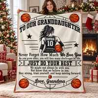 Personalized Basketball Granddaughter Blanket Custom Name Jersey Number Gift — product view 4