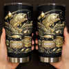 Bass Fishing Tumbler Custom Name Personalized Stainless Steel Skinny Cup, Gold Bass Angler Gift for  on a hanger, ready to ship from Austin, Texas