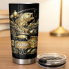 Customer in Austin, Texas wearing Bass Fishing Tumbler Custom Name Personalized Stainless Steel Skinny Cup, Gold Bass Angler Gift for 