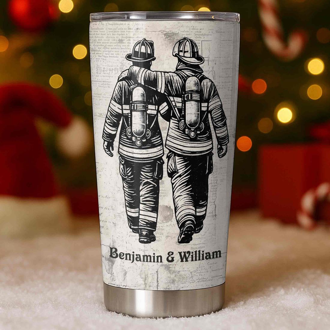 Behind Every Firefighter Is A Firefighter Dad Tumbler, Personalized First Responder Dad Gift on a hanger, ready to ship from Austin, Texas