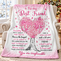 Personalized Best Friend Pink Heart Tree Blanket Custom Two Names - main product view