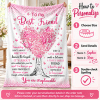 Personalized Best Friend Pink Heart Tree Blanket Custom Two Names - personalization options and ordering guide
