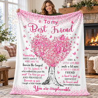 Personalized Best Friend Pink Heart Tree Blanket Custom Two Names - product view 3