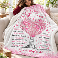 Personalized Best Friend Pink Heart Tree Blanket Custom Two Names - product view 7