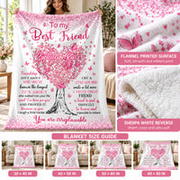Personalized Best Friend Pink Heart Tree Blanket Custom Two Names - size and material guide