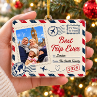 Personalized Best Trip Ever Photo Ornament Family Travel Christmas Gift - product view 2