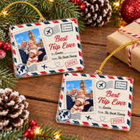 Personalized Best Trip Ever Photo Ornament Family Travel Christmas Gift - product view 3