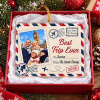 Personalized Best Trip Ever Photo Ornament Family Travel Christmas Gift - product view 4