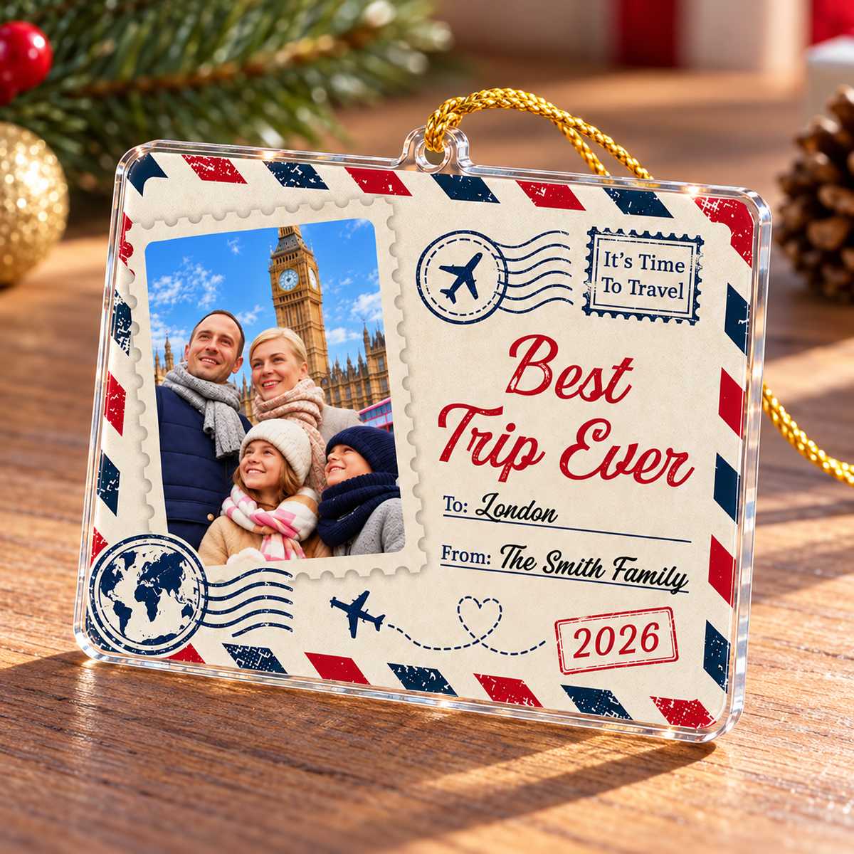 Personalized Best Trip Ever Photo Ornament Family Travel Christmas Gift - product view 5