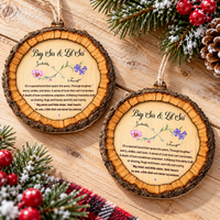 Personalized Big Sis Lil Sis Birth Flower Wood Ornament Sister Gift - product view 3