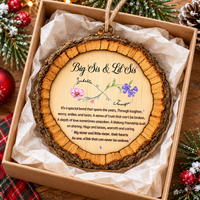 Personalized Big Sis Lil Sis Birth Flower Wood Ornament Sister Gift - product view 4