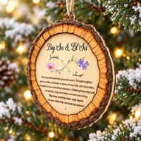 Personalized Big Sis Lil Sis Birth Flower Wood Ornament Sister Gift - product view 5