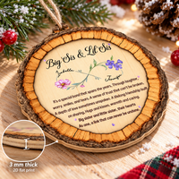 Personalized Big Sis Lil Sis Birth Flower Wood Ornament Sister Gift - product view 7