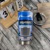 Close-up of Blue Semi-Truck Tumbler Personalized Big Rig Driver Gift Stainless Steel Insulated Travel Mug for streetwear fans in Austin, Texas