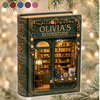 Bookshop Ornament, Personalized Book Lover Christmas Ornament, Custom Name Miniature Bookstore Gift  on a hanger, ready to ship from Austin, Texas