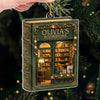 Close-up of Bookshop Ornament, Personalized Book Lover Christmas Ornament, Custom Name Miniature Bookstore Gift  for streetwear fans in Austin, Texas